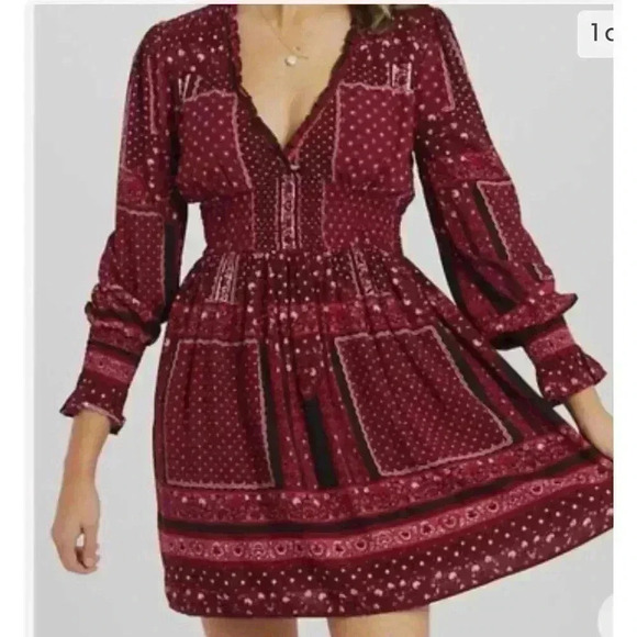 Altar'd State Dresses & Skirts - Altar'd State Dresden Fit and Flare Patchwork Print Mini Dress Size XS